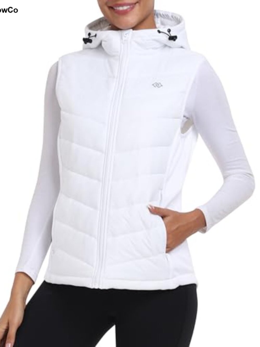 Quilted Puffer Vest Lightweight Hooded Warm Fleece Lined Running Vest